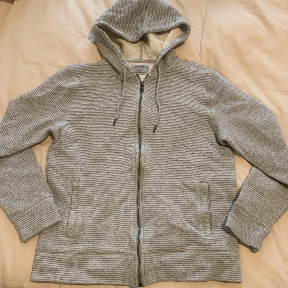 Express Rippled Texture Zip Up Sweater Men Size Medium